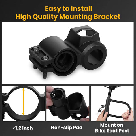 Beefy Heavy Duty 17mm U Lock With 4ft Chain And Mount Bracket For Bikes Electric Bikes Scooters Mopeds And Trikes Includes 3 Keys Anti Theft Security And Easy To Share With Family And Friends. black mounting bracket for bike seat post, non-slip pad, fits up to 1.2 inch tubing