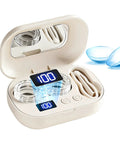 Ultrasonic Contact Lens Cleaner Machine For Daily Use Portable On The Go Design With Protein Deposit Removal shown open with lenses