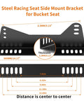 Diagram of Universal Bucket Seat Mounting Bracket Kit 2 Pack Heavy Duty L Shape Side Mount Brackets dimensions and features.