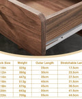 Bottom Mount Drawer Runners 1 Pair 14 Inch 35cm Two Section Extension Quiet Glide Drawer Slides with size table visible
