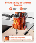 Slick Badass Desktop CNC Router Machine With 500W Spindle And Dual Linear Rails For Precision Wood And Acrylic Carving Projects Plus Three Axis Milling Engraver With Ball Screw Drive showing secure and easy-to-operate motor controls.