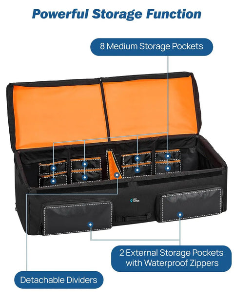 Truck Bed Cargo Organizer Bag For Pickup And SUV Fits Gladiator Ranger Cybertruck Tacoma with pockets and dividers.