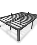 Built Tough Full Size Metal Platform Bed Frame Holding Fast To Three Thousand Pounds With Zero Whining From The Joints And Fourteen Inch Clearance For Dropping In All Your Off Season Gear, shown from an angled view.
