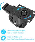 Side view of 4 Inch Caster Wheels Set of 4 Heavy Duty Rubber Plate Casters Load Capacity Up To 1200lbs With Safety Brakes