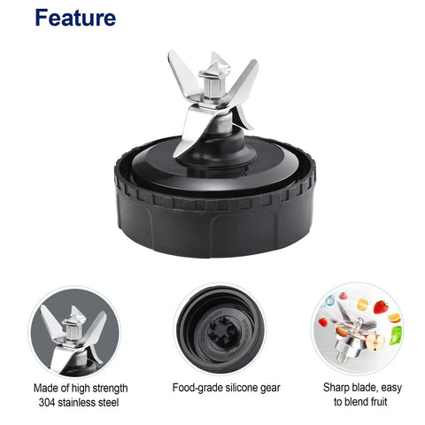 Replacement Blender Blade For Ninja Fits Nutri Ninja Auto IQ No Fuss 16 Oz Cup Six Fin Male Blade With Rubber Gasket Compatible With BL620C BL660 BL740 BL780 QB3000