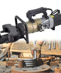 Electric Hydraulic Rebar Bender 1800W Hand Held Metal Rod Bending Tool For Steel Copper Iron Wire 0-90 Degree Angle Capacity 18 To 28Mm close-up of tool