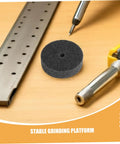 Six Pack Pro Nylon Polishing Wheels Set Featuring 75mm Size And 10mm Hole on a wooden surface with tools.