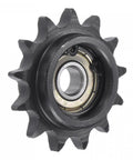 No Sweat 13 Tooth Chain Idler Sprocket, 3/8 inch pitch, 8 mm bore, C45 carbon steel for smooth drive belt tensioning.