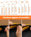 Various needles from Heavy Duty Upholstery Repair Kit With 54 Pieces Including Waxed Thread Leather Needles Stitching Awl Thimble