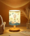 Hot Air Balloon Kids Table Lamp With Linen Shade And Wood Base for Bedroom Nightstand or Living Room Kid Friendly Cartoon Nursery Light