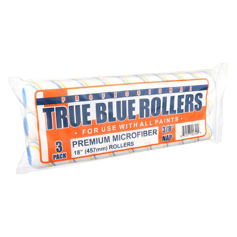 Pack of Pro Grade Premium Microfiber Paint Roller Covers 18 Inch For All Surfaces Refill Bulk Pack Three Eighths Inch Nap