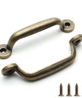 10 Pieces Zinc Alloy Vintage Pull Handles Set With Mounting Screws Small Antique Cupboard Drawer Pulls, bronze finish, 3 inch spacing.