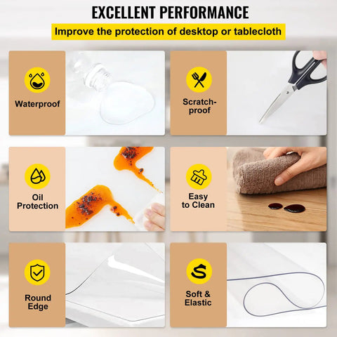 Features of Clear Desk Protector Mat 42 By 78 Inch 1.5 Millimeter Thick Waterproof PVC Pad For Office Dresser And Nightstand Scratch Resistant And Easy To Clean Food Safe Surface Protector No Odor.