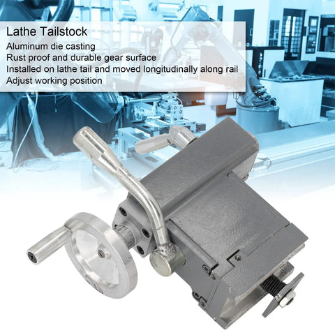 Adjustable Multifunctional MT2 Tailstock Live Center For Wood And Metal Lathes, die-cast aluminum with two handles, front view.