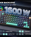 Top Shelf 75 Percent Wired Mechanical Gaming Keyboard With Rgb Backlit Keys And Slick Metal Media Dial For A Clean Desk Setup and 1600W backlight effects.