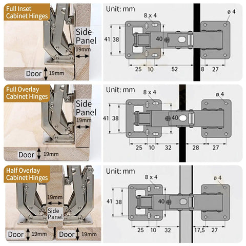 Pair Of 175 Degree Frameless Soft Close Cabinet Hinges With Hidden Hydraulic Lazy Susan Function For Corner Cabinets And Wardrobes diagram