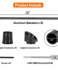 30 Pack 32 Inch Black Aluminum Deck Balusters Heavy Duty Railing Spindles For Porch Built Tough Zero Fuss Weather Resistant Powder Coated Metal Posts Totally Upgrade Your Space For Easy Backyard Vibes Today, accessories included.