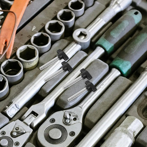 Five Piece M8 X 50 Millimeter Thumb Screw Kit With Wing Knobs displayed among tools for easy access and use.