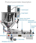 Heavy Duty Single Head Paste And Liquid Filling Machine With Heating Mixing Hopper And Anti Drip Piston Setup close-up with control panel and large hopper.