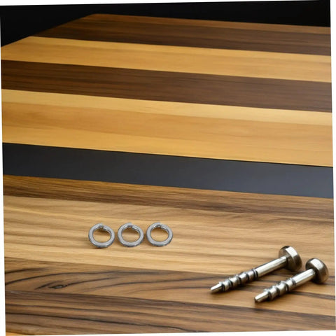 Tough As Nails Stainless Steel Spring Lock Washers M10 Split Ring Kit 100 Pieces for Bolts and Screws on wood surface.