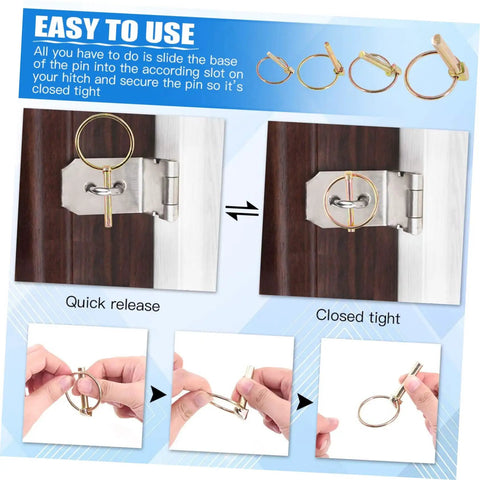 Beefy 10 Pack Heavy Duty Lynch Pin Kit With Spring Loaded Quick Disconnect Rings for easy shaft locking and trailer hitch use
