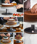 12 Inch Cake Stand With Non Slip Turntable Aluminum Construction For Cake Decorating Spinner Round Display Tray in use