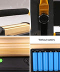 100W 2000Lm Led Work Light Rechargeable Portable Floodlight Ip65 Water features close-up of handle and battery compartment.