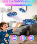 Child playing with Kids Flying Toy Drone With 360 Degree Motion Sensor Gesture Control And LED Lights Indoor Safe UFO Mini Drone