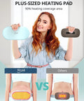 Woman holding Plus Size Portable Electric Heating Pad For Period Cramps, Cordless Waist Belt Heat Therapy For Back, Belly And Lower Abdomen Pain