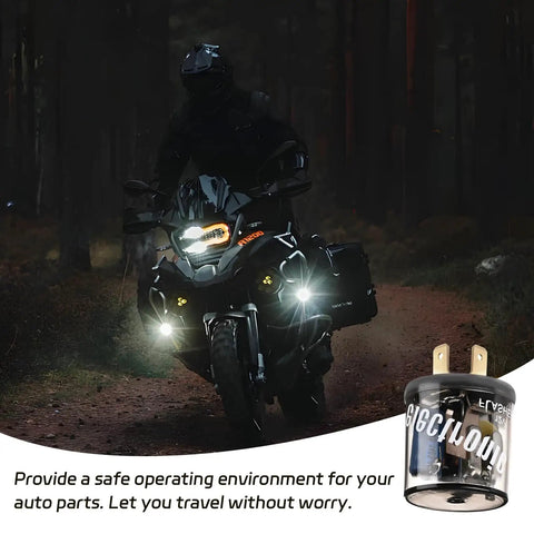 Motorcycle at night with Two Pack 12V Heavy Duty Flasher Relay For Cars Trucks SuvS Motorcycles And Marine Use 2 Pin Round Electronic unit inset