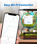 WiFi Thermometer and Humidity Sensor IBS TH3 Smart Temp Humidity Monitor With Remote Phone Access, 2.4GHz Wireless Control, No Gateway Needed, Easy App Setup for Home, Office, Garage, or Patio. App view with sensor in terrarium