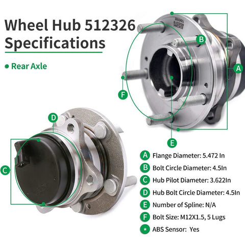 Rear Wheel Bearing And Hub Assembly For Hyundai Santa Fe Veracruz And Kia Sorento Fits 2007-2018 Santa Fe FWD Specification Diagram