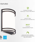 Oil Rubbed Bronze LED Indoor Wall Sconces Two Pack With Adjustable Color Temperature 3000K 4000K 5000K Sleek Half Cylinder