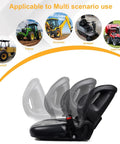 Heavy Duty Forklift Seat With Switch Replacement For Lawn Mower And Tractor Seats With Safety Belt Fits Excavator Skid Loader Backhoe Dozer Telehandler Wide Padded Cushion 6 Inch Forward Backward Slide Adjustable Backrest 35-180 Degrees shown in multi-position angles