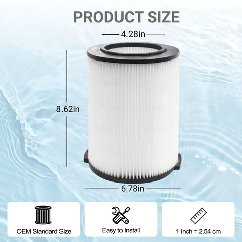 VF4000 Replacement H13 HEPA Filter For Wet Dry Shop Vacuums 5 To 20 Gallon with dimensions 8.62x6.78 inches
