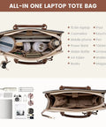 Women's Laptop Tote Bag Waterproof Leather Work Bag Spacious Computer Handbag With Durable Bottom Feet Boss Lady Style