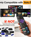 Hand holding a Two Pack Replacement TV Remote Control No Setup Required Pairs Instantly Works With Most Major Roku Ready Televisions
