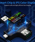 USB C Power Meter And Digital Multimeter All In One Gear, Voltage From 3.6 To 32 Volts And Current From 0 To 8 Amps Tester display