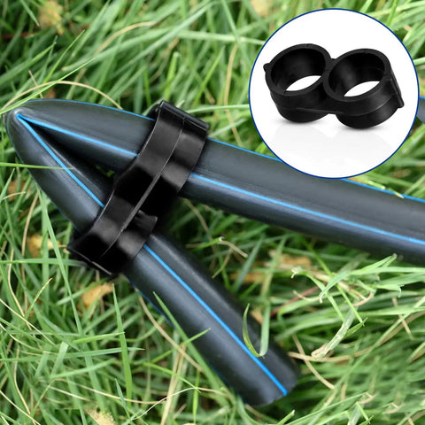 All In One 32 Piece Drip Irrigation Fittings Kit For Three Quarter Inch Tubing With Tees Elbows Couplings And End Cap Plugs Barbed Connectors For Garden Lawn Flower Pots No Fuss Install installed on grass
