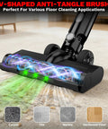 M18 Battery Compatible Cordless Vacuum Cleaner 8 In 1 Stick Vac with pet brush on carpet showing suction power