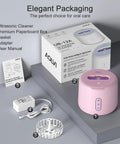 Ultrasonic Retainer Cleaner For Dentures And Mouth Guards, IPX6 Waterproof, 3 Cleaning Modes With RGB Indicator, 45kHz Ultrasonic Power, UV Light Sterilization, 200ml Tank, Easy Fill Pink, box set