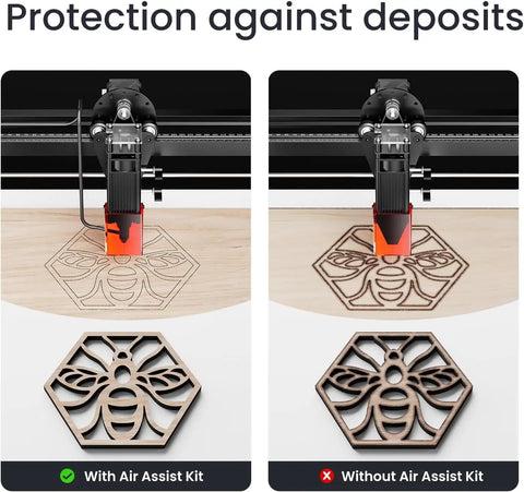Beast Mode 20W Laser Engraver With Air Pump And 440 Mm By 440 Mm Honeycomb Bed engraving wood with and without air assist