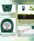 Three In One Soil Tester For Garden And Lawn Care With PH Fertility Test And Moisture Meter No Battery Needed Easy To Use Probe