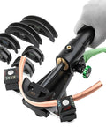 Josby Hydraulic Pipe Bender Tool 6-22Mm Manual Bending Machine with color-coded dies bending copper tubing.