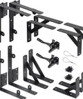 2 Sets Heavy Duty Anti Sag Gate Kit For Wooden Fence Gates With Triangular Corner Braces And Self Locking Gate Latch Rust Resistant Steel Construction visible with components.