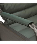 Close-up of armrest on XL Comfort Padded Director's Camp Chair For Camping, Fishing, Beach And Poolside Hangouts, 400-Pound Capacity, Green.