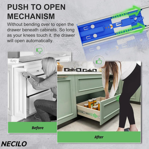 Slick Heavy Duty 12 Inch Stainless Steel Push To Open Drawer Slides Rustproof Waterproof Cabinet Tracks For Seamless Kitchen And Bathroom Storage Builds