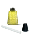 Key Lime Green glass torch from Set Of 3 Molded Glass Tabletop Torches In Rio Red, Key Lime Green, And Ocean Blue For Outdoor Lawn, Patio And Garden Lighting, Weather Resistant With Long Lasting Wick And Snuffer, 12 Oz Burn Time Up To 5 Hours Per Fill, Perfect For Outdoor Hangouts with included wick and snuffer