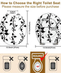 Toilet Seat Round Resin for Bathroom dimensions and fitting guide, measuring 14.5" x 16.5" for standard toilets.