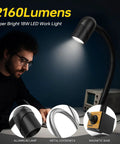 18W Magnetic Lathe Light With 2160 Lumens Flexible Gooseneck Work Lamp for CNC Milling Machines shown in use on table